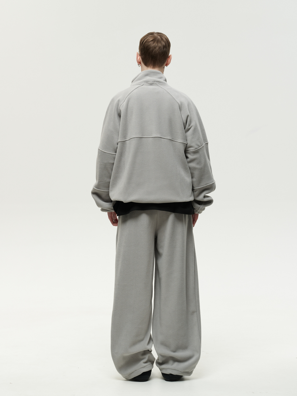 Drawstring Half-Zipped Sweatshirt Grey