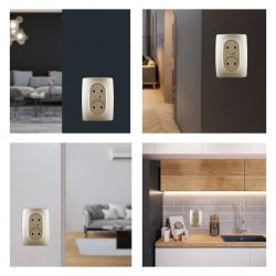 Розетка ЭРА Серия 12 12-2107-04 двойная без заземления 2X2P 16A-250В IP20 шампань | Розетки и выключатели