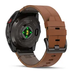 Fenix 8 Pro - 47 мм, AMOLED, DLC (угольно-серый, коричневый кожаный ремешок)
