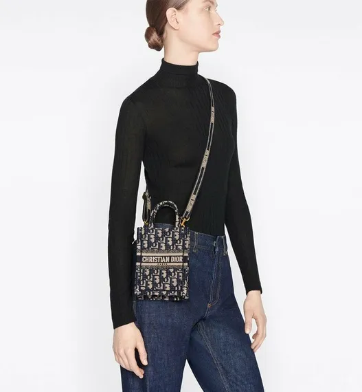 Сумка Dior Book Tote для телефона, модель мини-формата синий