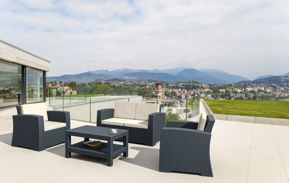 Комплект пластиковой плетеной мебели Monaco Lounge Set, антрацит