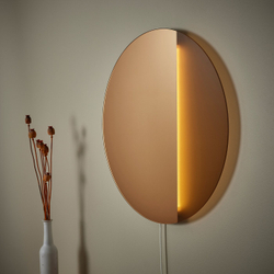 IKEA VARMBLIXT  (ИКЕА ВАРМБЛИКСТ)  -  Настенный светильник-зеркало LED - диммируемый/коричневый круглый