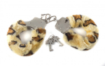 Металлические наручники с леопардовым мехом Furry Cuffs Leopard ( леопардовый с серебряным) (Цвет: леопардовый с серебряным)