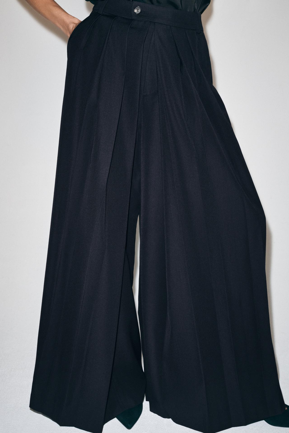 ZARA БРЮКИ ОБЪЕМНОГО КРОЯ ZW COLLECTION, МОРСКОЙ СИНИЙ