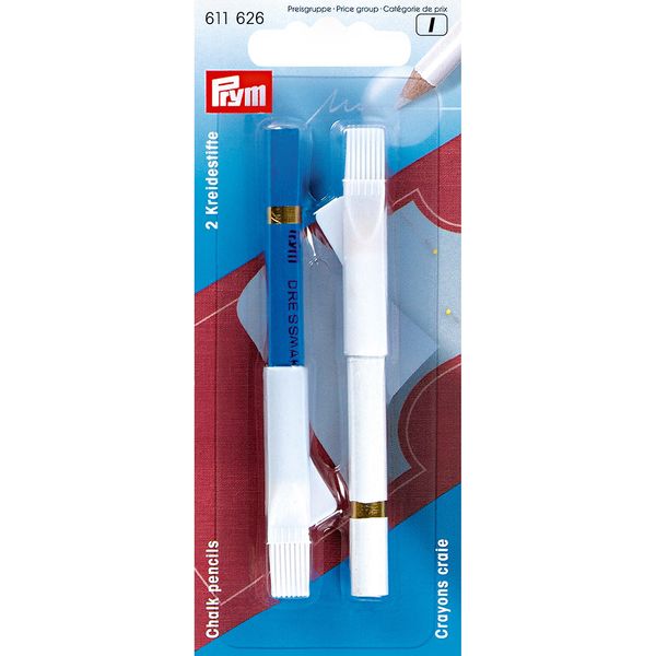 Карандаш меловой с щеткой, 2 шт, белый и синий, Prym 611626