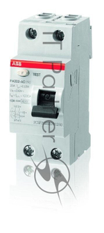 Выключатель дифференциальный УЗО ABB 2P FH202 AC-40/0,03A (1шт) (арт. 2CSF202004R1400)