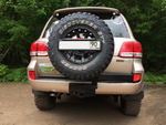 Калитка с фаркопом в штатный задний бампер Toyota Land Cruiser 200 (под штатное колесо) с подсветкой номера РИФ