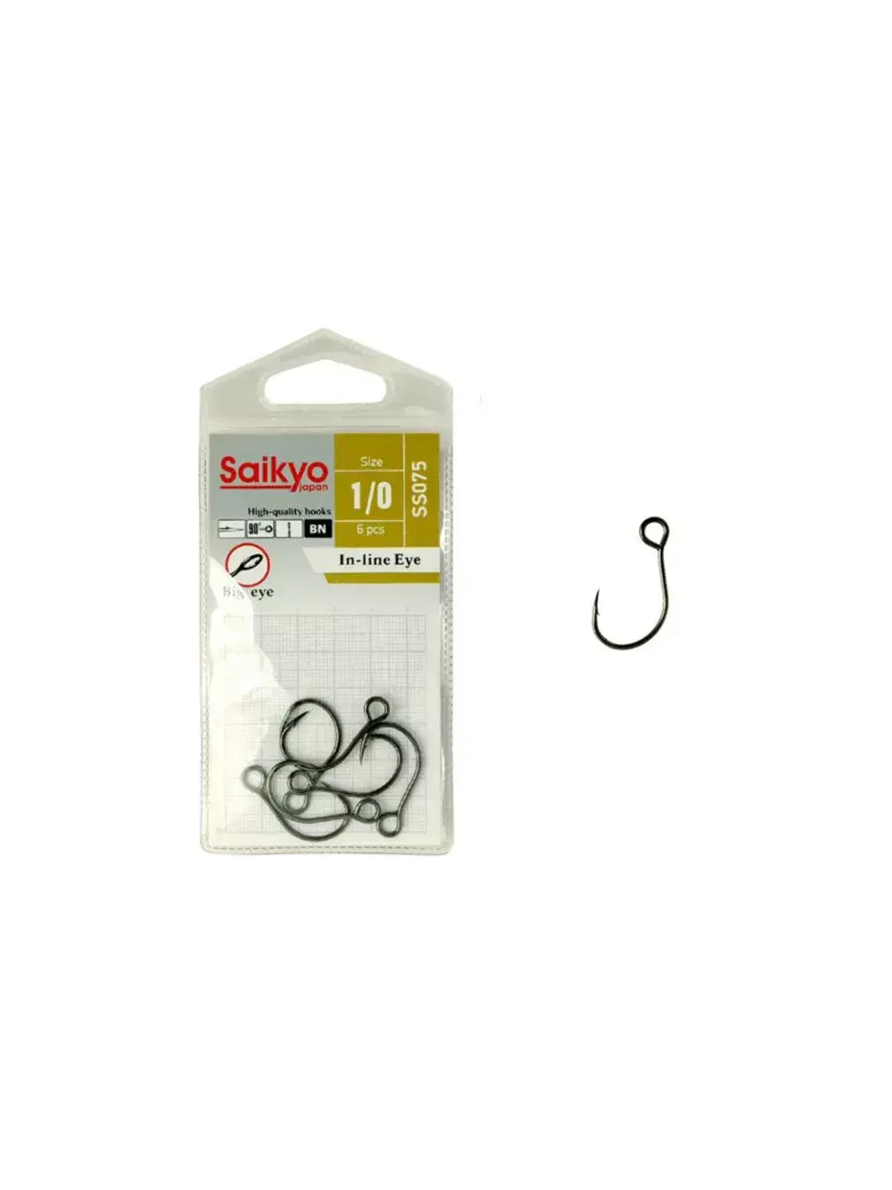 Крючки Saikyo SS075-BN IN-LINE EYE