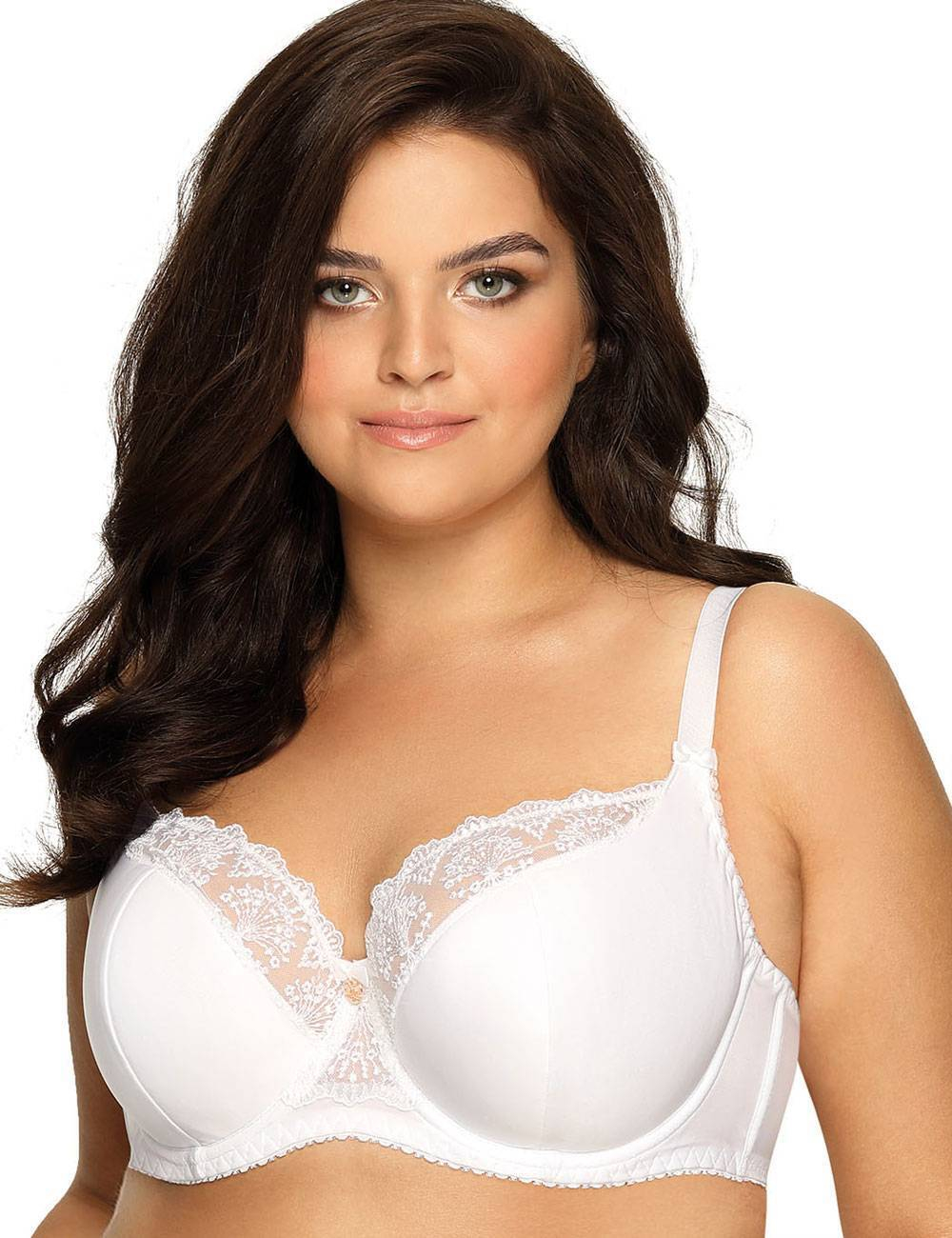 Бюстгальтер Freesia с сшивными чашками plus size и кружевом (Размер: 75K) (Цвет: телесный)