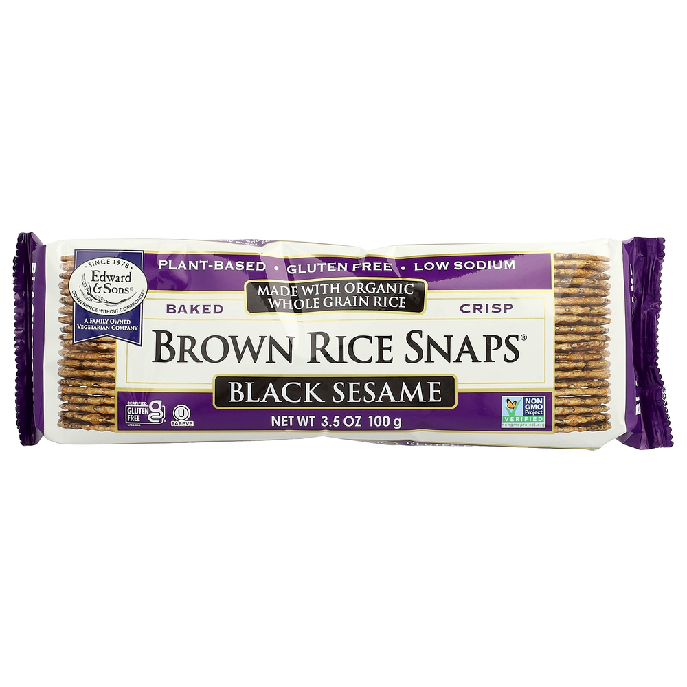 Edward & Sons, Baked Crisp Brown Rice Snaps®, черный кунжут, 100 г (3,5 унции)