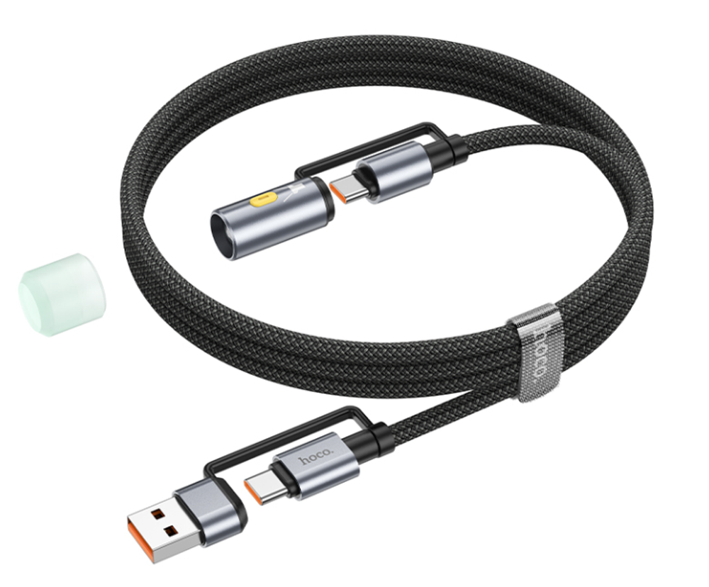Usb Кабель-зарядка Hoco U138 Type-C/Фонарик на USB-A/Type-C 60W 1.2м черный