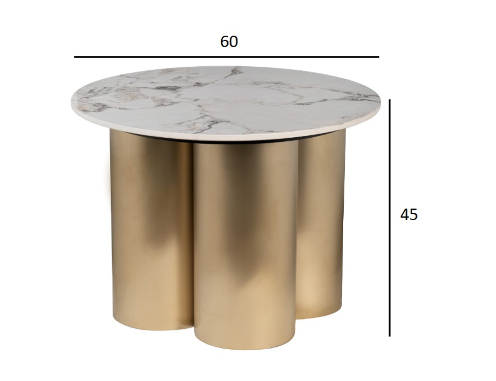 Стол журнальный Garda Decor керамогранит белый d60*45 см