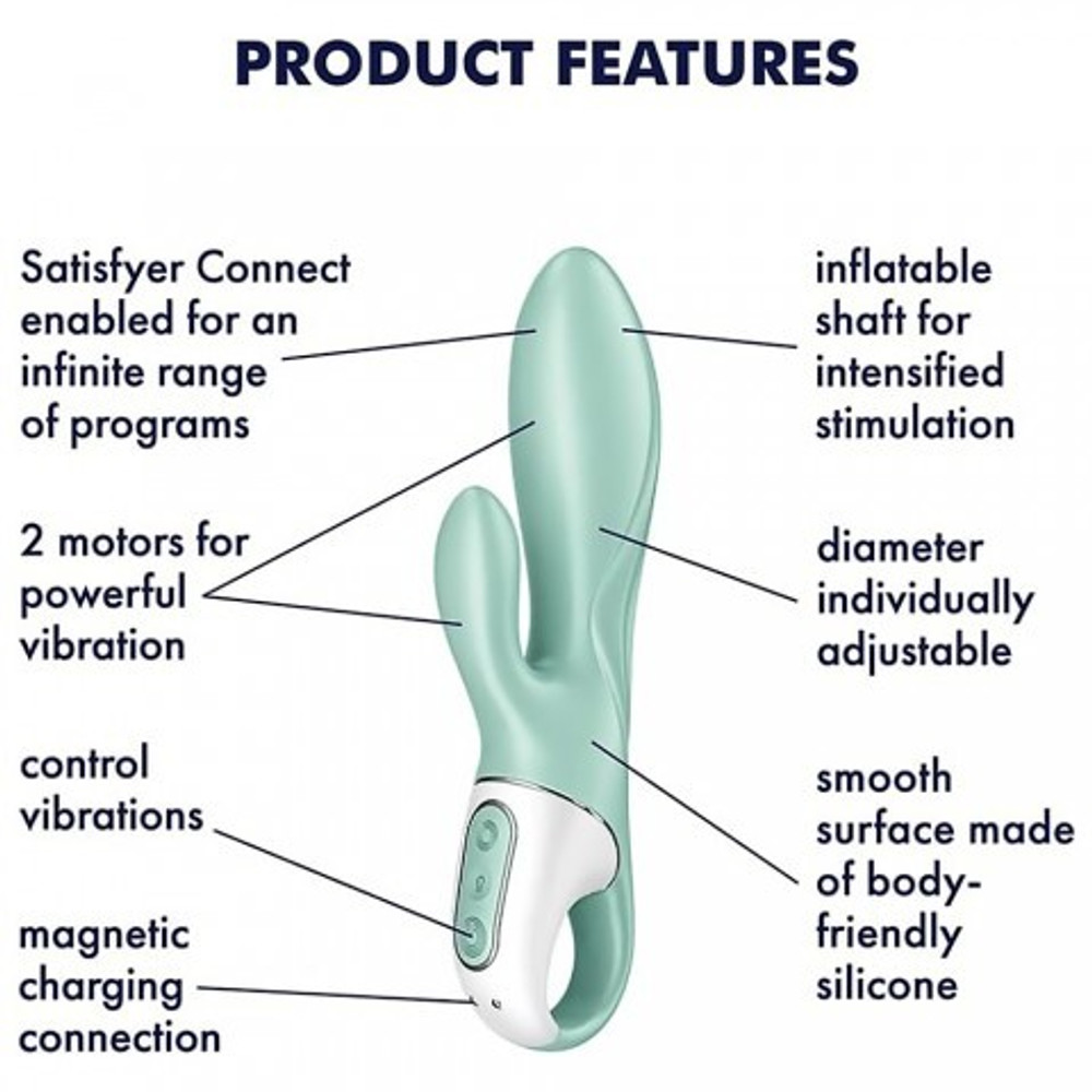 Вибратор-кролик Satisfyer Air Pump Bunny 5+, мятный