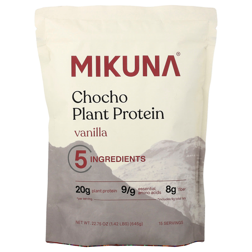 MIKUNA, протеиновый порошок из растительного шоколада, со вкусом ванили, 645 г (1,42 фунта)