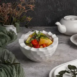Салатник 150 мл d 15 см h8,5/7 см Crush Honeycombs белый фарфор P.L. Proff Cuisine [3]