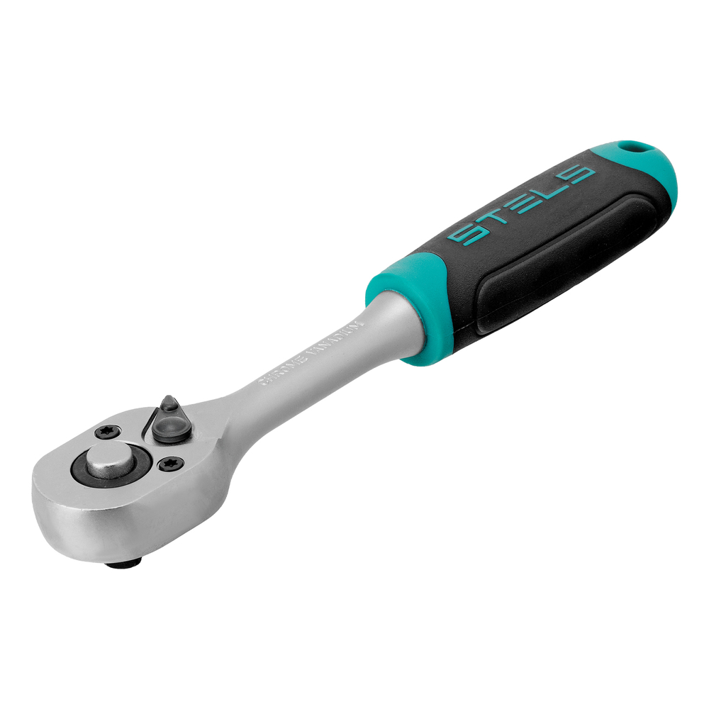 Ключ-трещотка 1/4", CrV, 72 зуба, с быстрым сбросом, матовый хром Stels