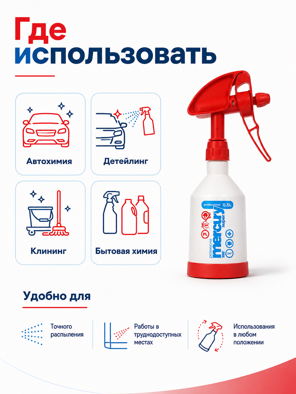 Kwazar Mercury Super 360 Pro+ Кислото-щелочестойкий, красный, 0.5л