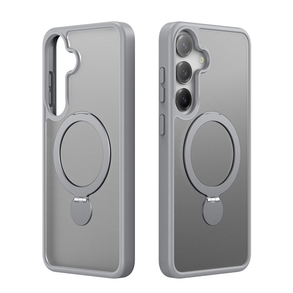 Прозрачный матовый чехол с поддержкой MagSafe для Samsung Galaxy S25, серия Yind Series Case от Dux Ducis (версия с магнитной откидной подставкой)