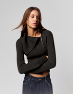 Женский трикотажный кардиган асимметричного кроя на молнии - BERSHKA