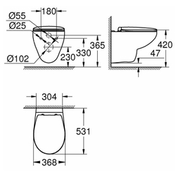 Комплект инсталляции  с подвесным унитазом безободковым Grohe BauCeramic  5 в 1 с крышкой с микролифтом  39586000