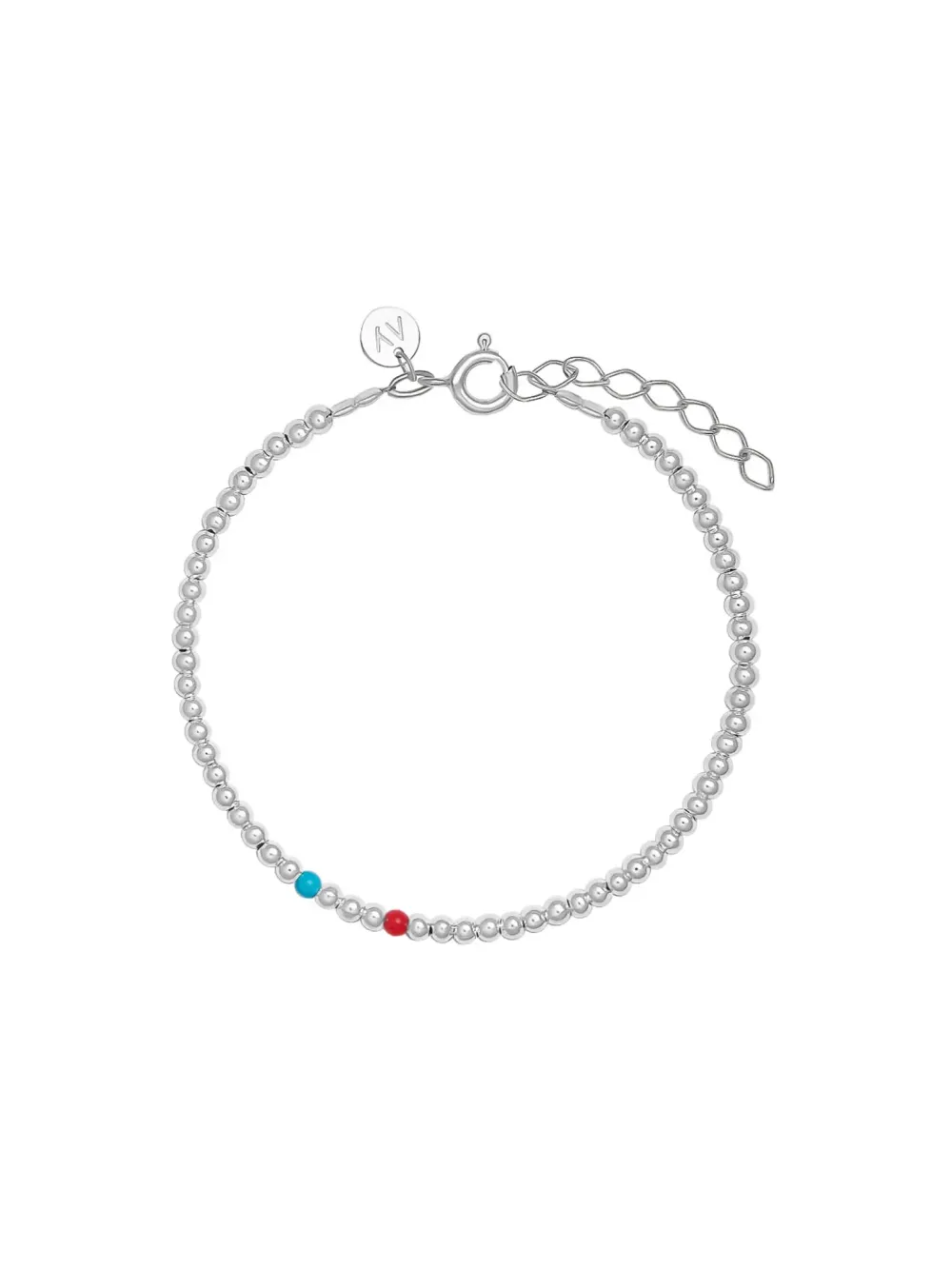 Браслет База мини с кораллом и говлитом / Basic mini red blue