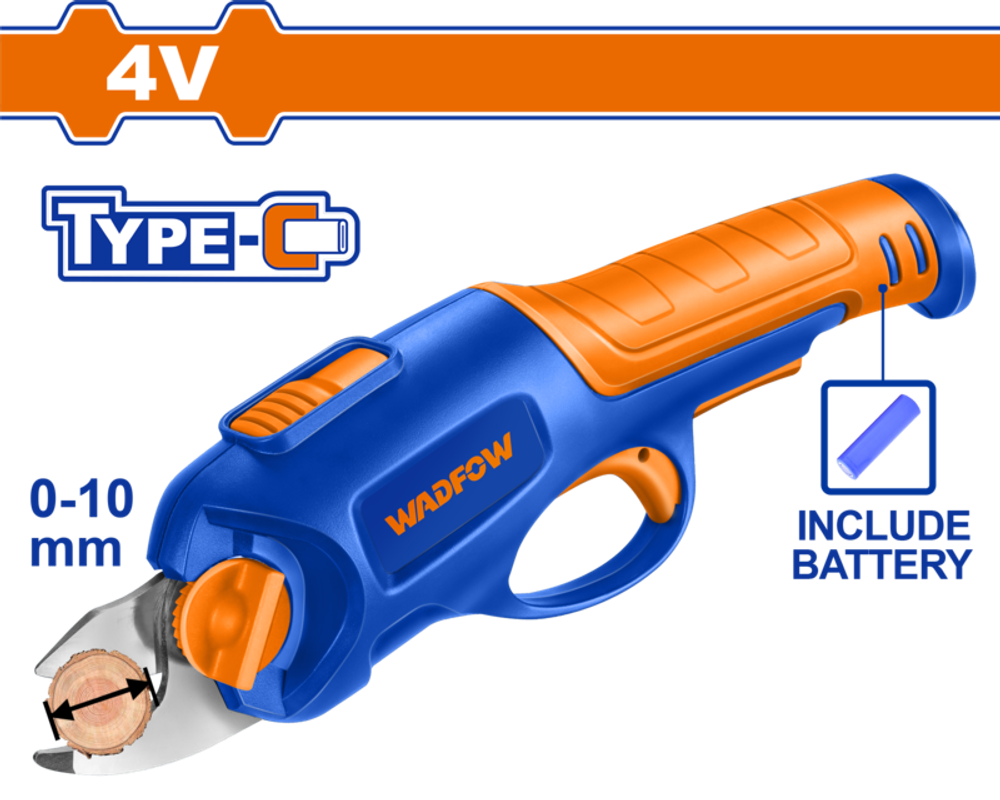 Секатор аккумуляторный 4В Type-C (10) WADFOW WJFP1504