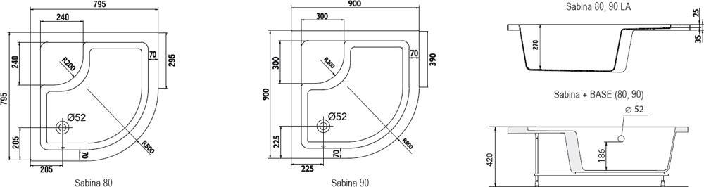 Душевой поддон Ravak Sabina-90 LA белый A217001020