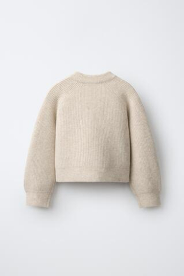 ZARA ОДНОТОННЫЙ ТРИКОТАЖНЫЙ СВИТЕР, ЭКРЮ
