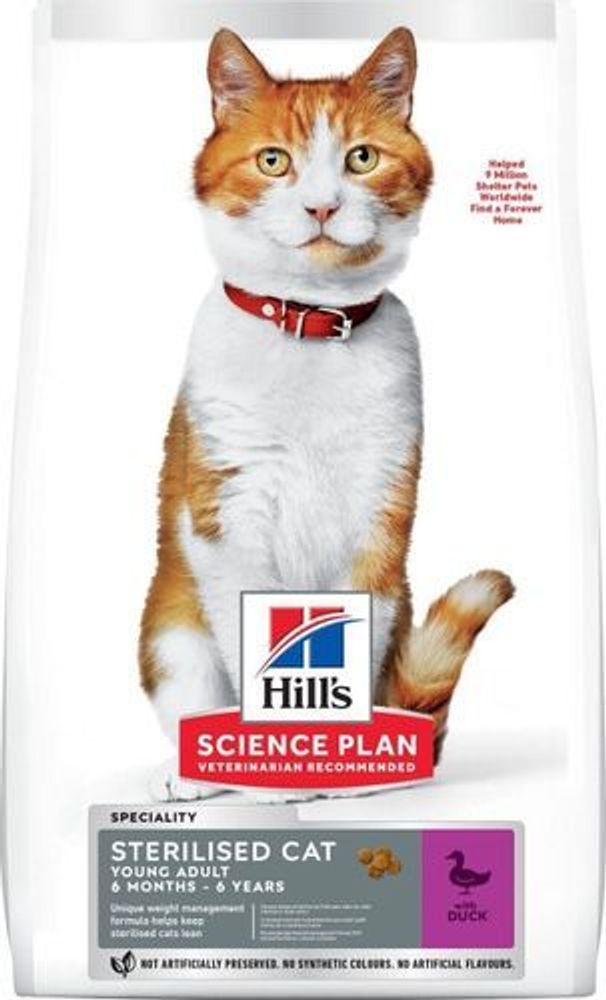 Сухой корм Hill's Science Plan для стерилизованных кошек в возрасте 6 месяцев - 6 лет, с уткой 10 кг Сухой корм Hill's Science Plan для стерилизованных кошек в возрасте 6 месяцев - 6 лет, с уткой 10 кг