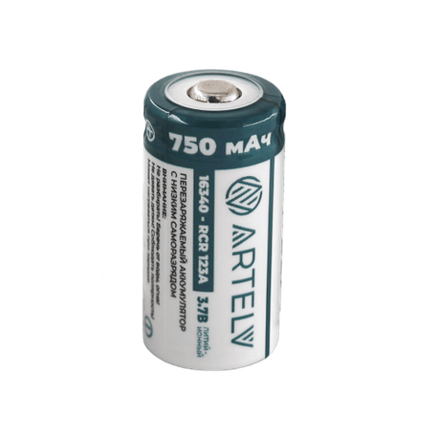 Аккумуляторная батарея RCR123 ARTELV 3.7V Li-Ion 750 mAh