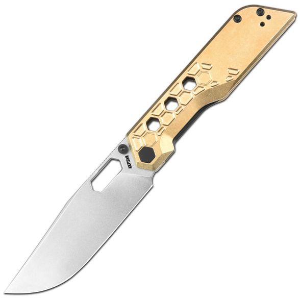 Цена наСкладной нож Artisan Cutlery Beest, сталь AR-RPM9, рукоять латунь, золотой
