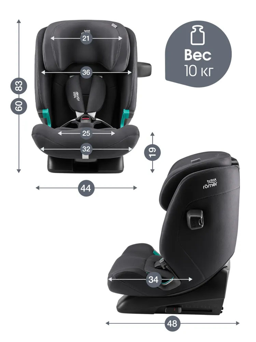 Автокресло 1/2/3 Britax Roemer ADVANSAFIX PRO Classic Deep Grey, от 15 месяцев до 12 лет, 9-36 кг, isofix, серый