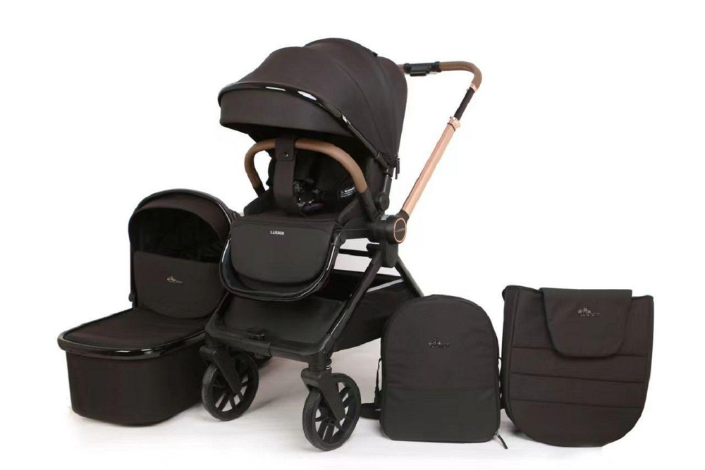 модульная коляска 3в1 Luxmom B1автолюлька+ перекидная ручка / черного цвета