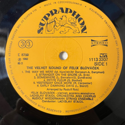Винтажная виниловая пластинка LP Felix Slovacek, Феликс Словачек, The Velvet Sound Of Felix Slovacek (Чехословакия 1982)
