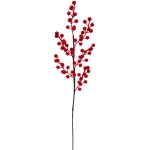 Ветка декоративная «Красная ягодка» 64 см, Красный (флок)