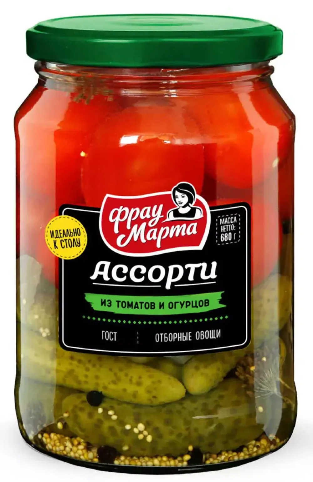 Маринады Ассорти (томаты,огурцы) Фрау Марта стекл.680гр