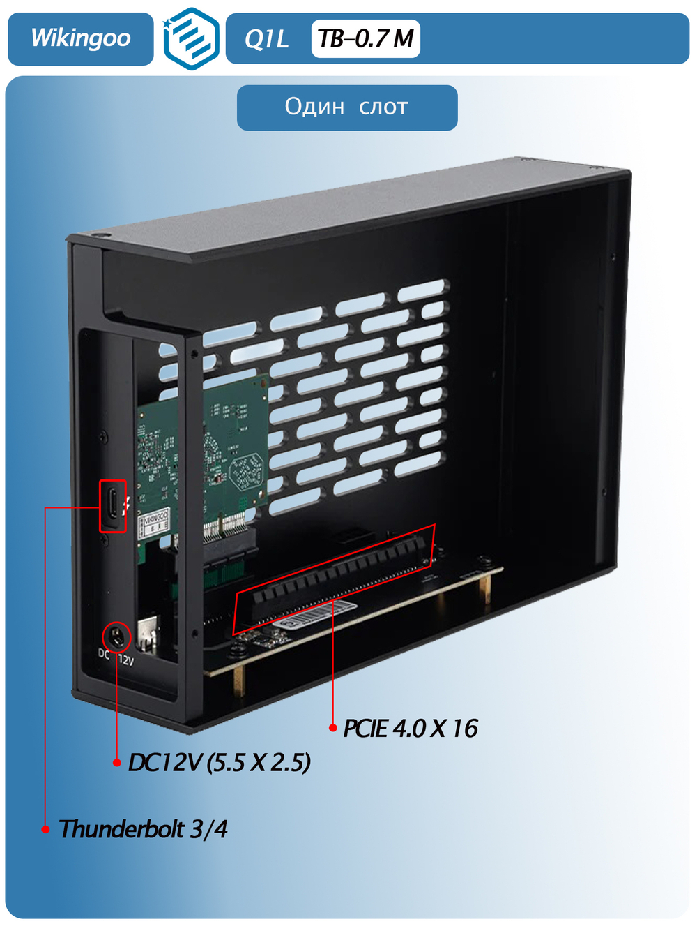 Внешний корпус Wikingoo Q1L. Thunderbolt 3/4, USB4.