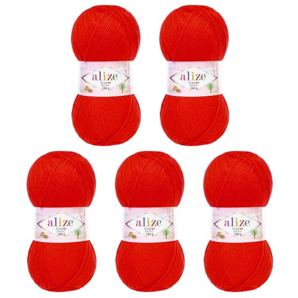 Пряжа Alize (Ализе) Sekerim Bebe / уп.5 мот. по 100 г, 320м, 56 красный