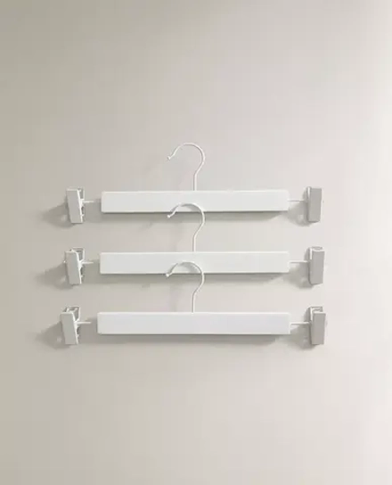 ZARA HOME ЛАКИРОВАННАЯ ДЕРЕВЯННАЯ ВЕШАЛКА С ЗАЖИМОМ (НАБОР ИЗ 3 ШТ.), БЕЛЫЙ