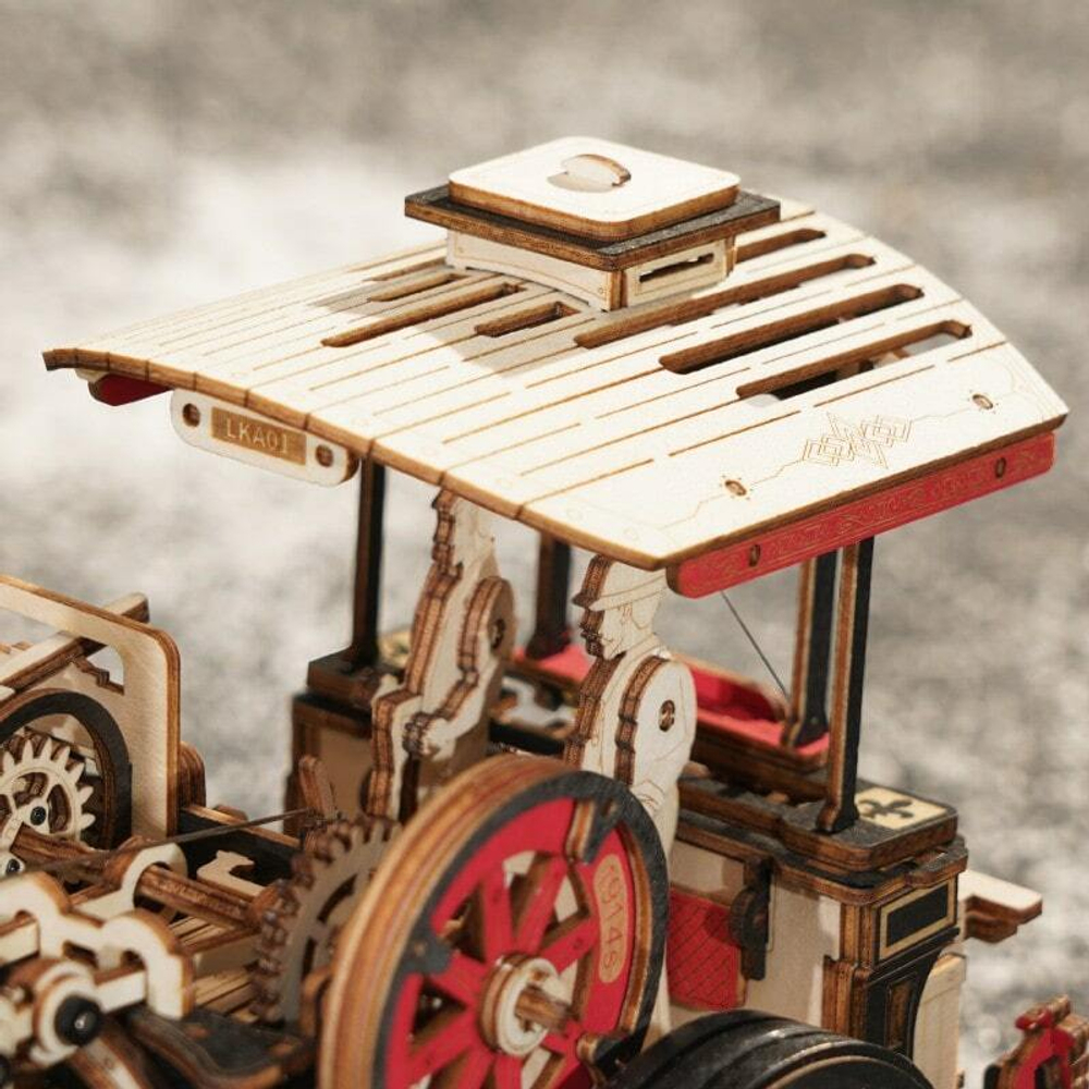 Сборный автомобиль на паровом двигателе от RORK и Robotime, купить в магазине, ANANAZA, не дорого деревянный конструктор, механические модели, 3D пазлы, ретро автомобили