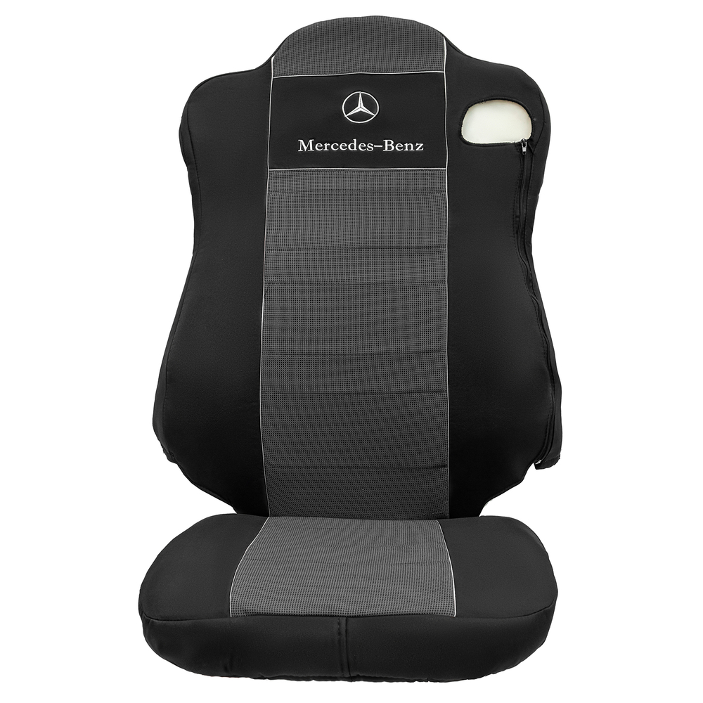 Чехлы Mercedes Actros MP4 (полиэфир, черный, серая вставка)