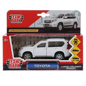 Машина металл TOYOTA PRADO длина 12 см, двери, багаж, инерц, белый, кор. Технопарк 