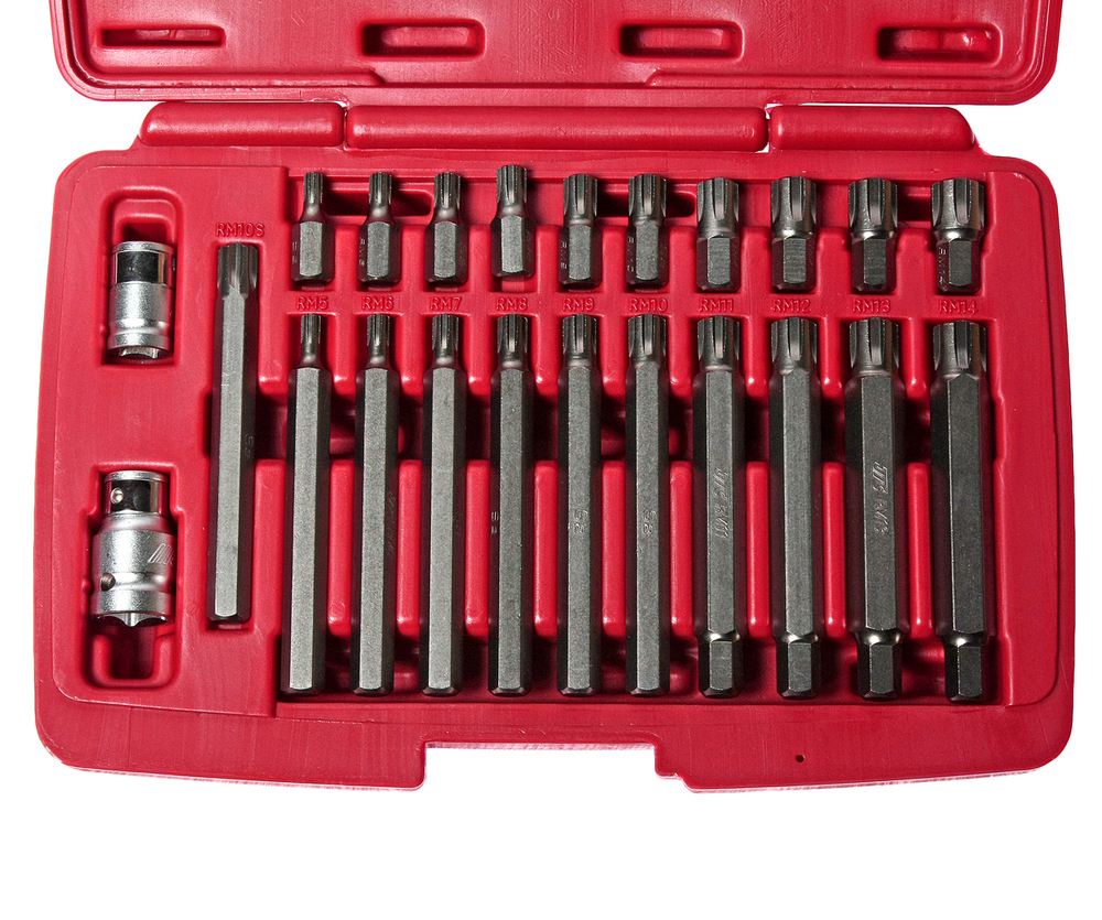 Набор бит 1/2" 3/8" RIBE RM5-RM14 2 держателя 23 предмета в кейсе JTC