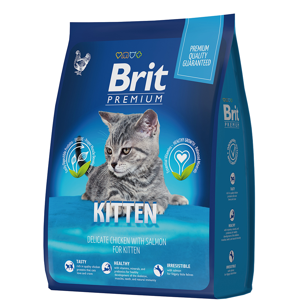 BRIT PREMIUM, Сухой корм с курицей и лососем для котят "Cat Kitten", 0.4кг, 5049110