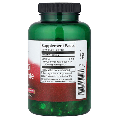 Swanson Vitamins, концентрат чесночного масла, тройная сила, 1500 мг, 500 капсул
