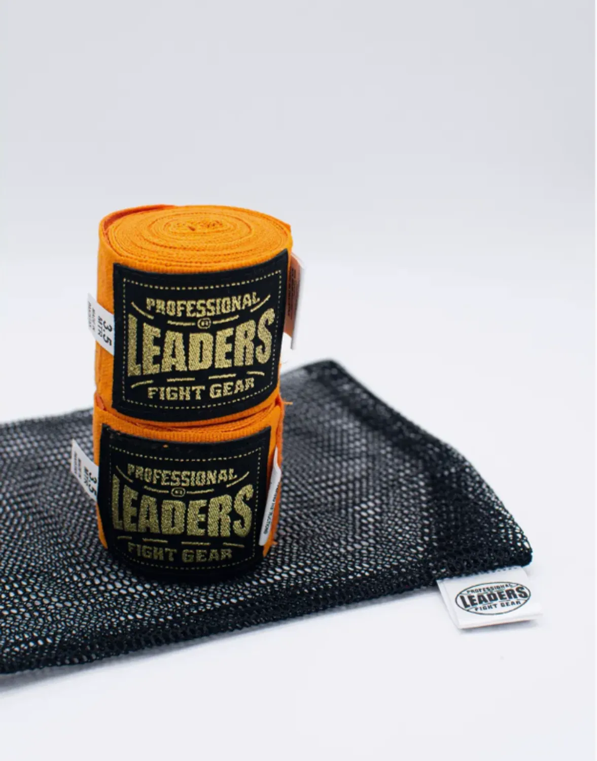 Бинты боксерские LEADERS Semi elastic  ( 50% хлопок/50% эластик, оранжевый)