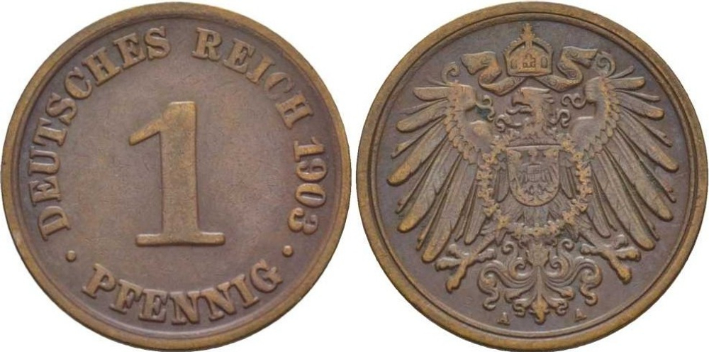 Германия 1 пфенниг, 1903 A Герб XF