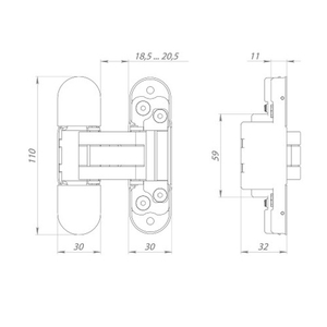Петля скрытой установки PUNTO UNION 2.2 ZN BL черный /59171/ (1шт)
