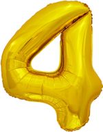 Шар (34"/86 см) Цифра, 4, ЭКО, Золото, в упаковке 1 шт.