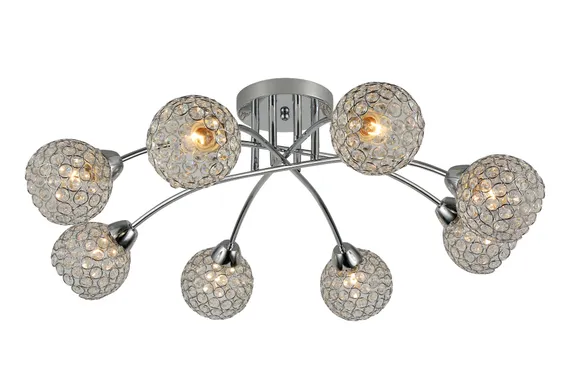 Люстра потолочная Rilon 07641/8 CHROME, 8×40 Вт, хромированная